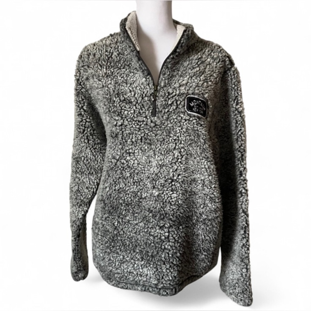Montauk Clothing Co. Black & White Montauk Sherpa Quarter Zip Pullover Medium - Picture 2 of 8
